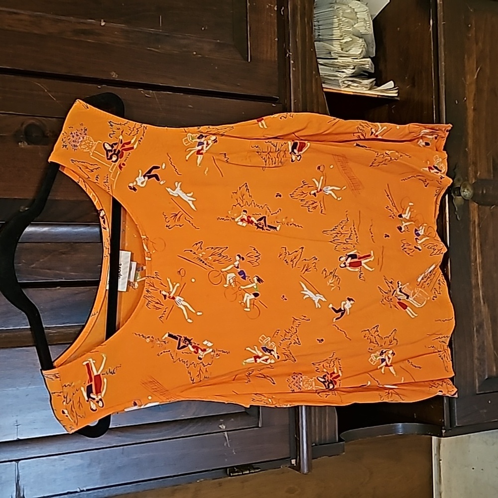 VTG Thomas Payton Sport s/l orange blouse, sz 12